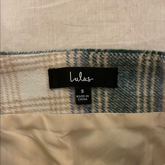 Lulu's Green and Cream Plaid Mini Skirt - Picture 2 of 8